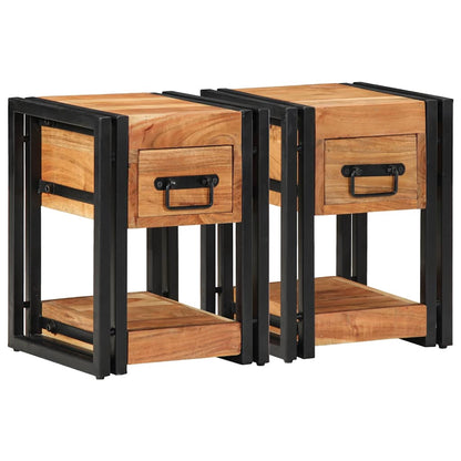 vidaXL Bedside Cabinet 2 pcs Brown 30 x 30 x 40 cm Solid Acacia Wood