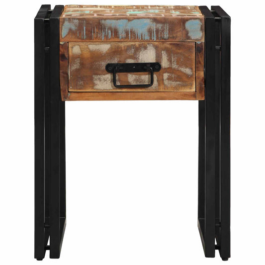 vidaXL End Table with Drawer 40 x 40 x 50 cm Solid Reclaim Wood