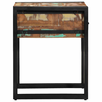 vidaXL End Table with Drawer 40 x 40 x 50 cm Solid Reclaim Wood