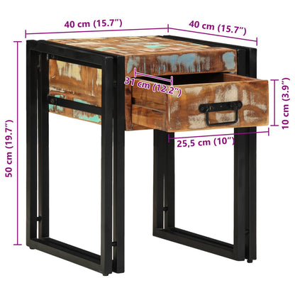 vidaXL End Table with Drawer 40 x 40 x 50 cm Solid Reclaim Wood