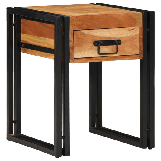 vidaXL End Table Brown and Black 40 x 40 x 50 cm Solid Acacia Wood