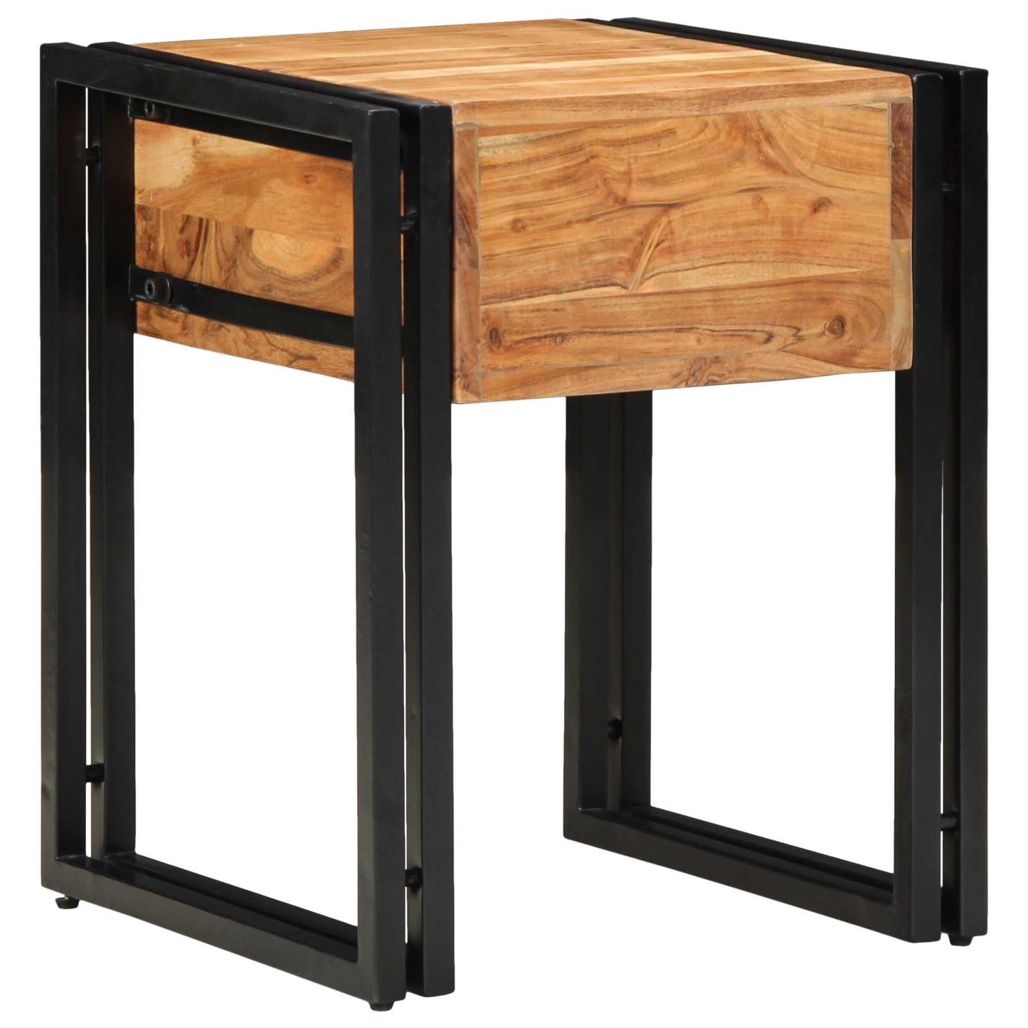 vidaXL End Table Brown and Black 40 x 40 x 50 cm Solid Acacia Wood
