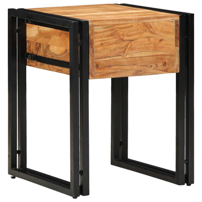 vidaXL End Table Brown and Black 40 x 40 x 50 cm Solid Acacia Wood