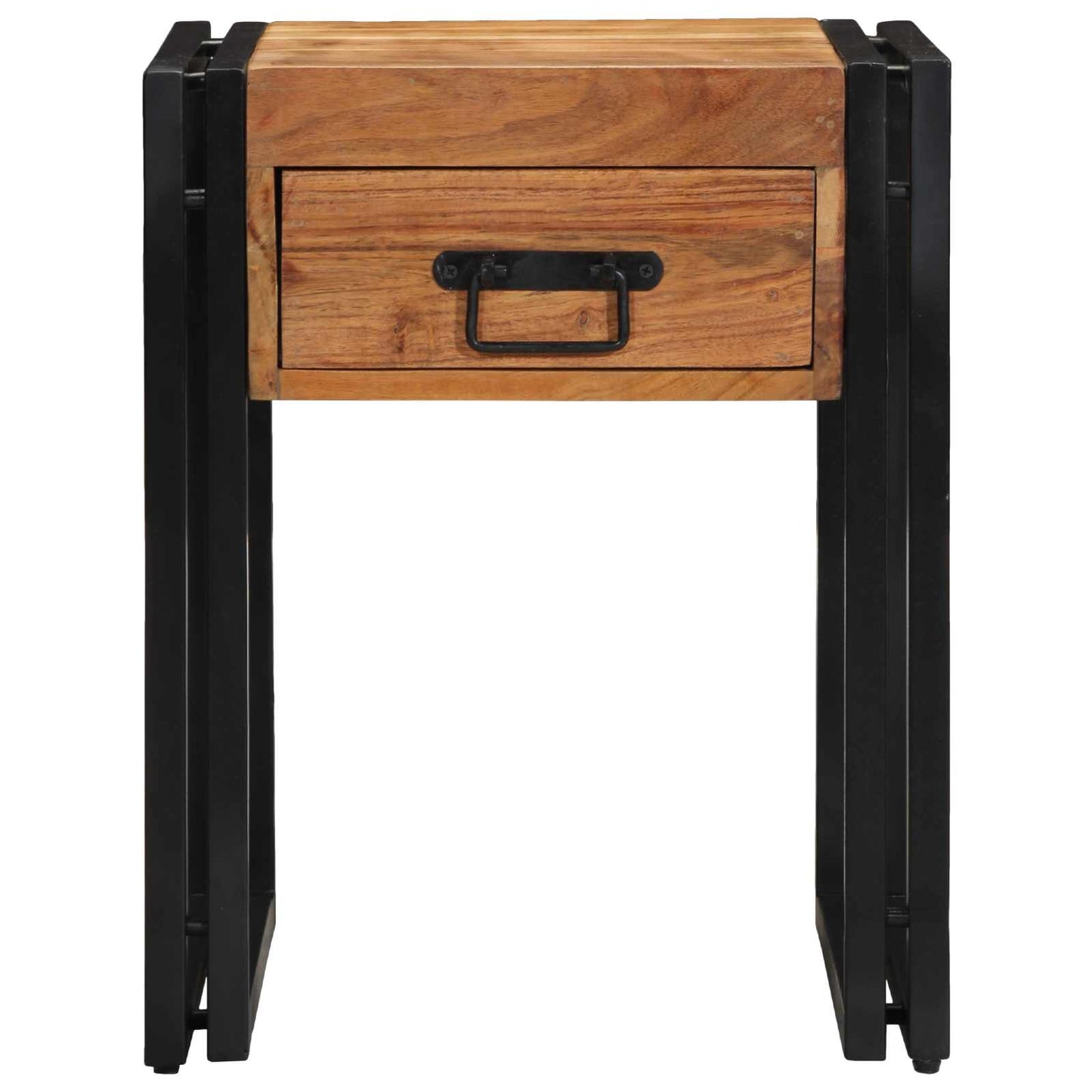 vidaXL End Table Brown and Black 40 x 40 x 50 cm Solid Acacia Wood