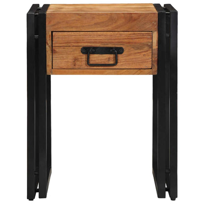 vidaXL End Table Brown and Black 40 x 40 x 50 cm Solid Acacia Wood