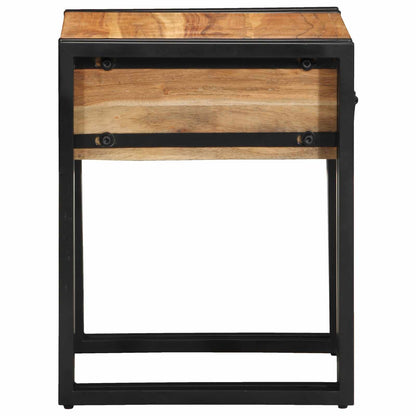 vidaXL End Table Brown and Black 40 x 40 x 50 cm Solid Acacia Wood