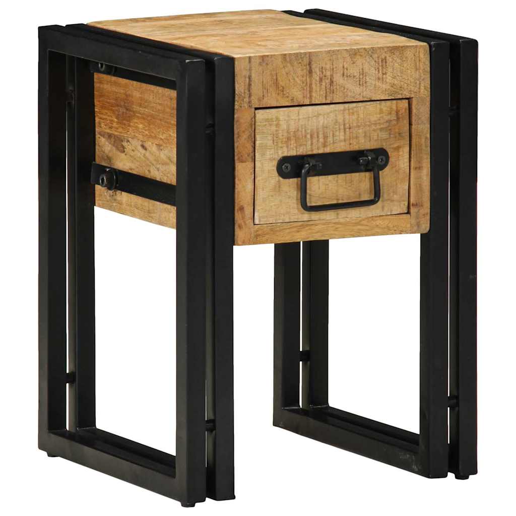 vidaXL End Table Brown and Black 30 x 30 x 40 cm Solid Mango Wood