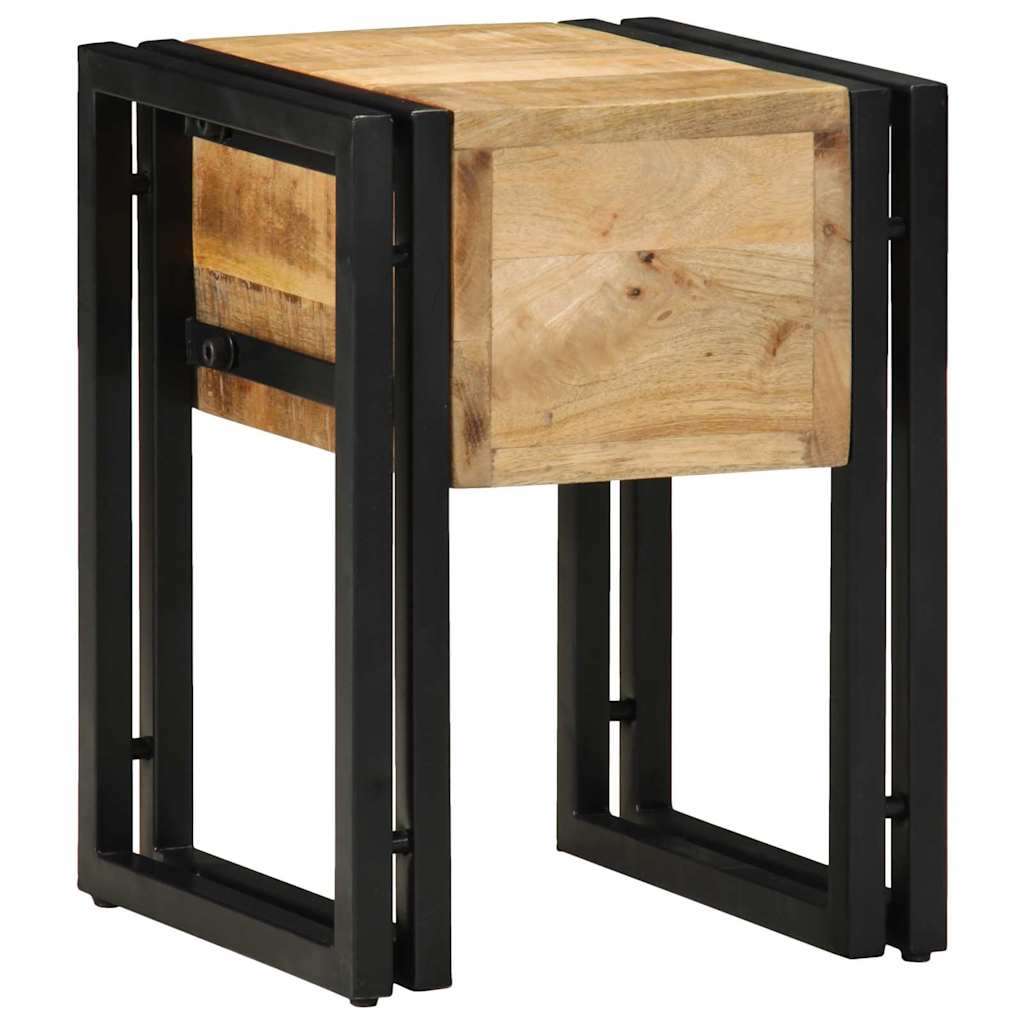 vidaXL End Table Brown and Black 30 x 30 x 40 cm Solid Mango Wood