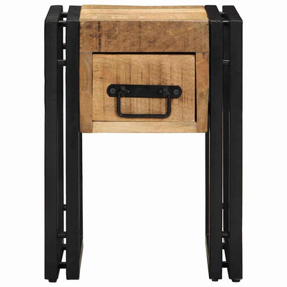 vidaXL End Table Brown and Black 30 x 30 x 40 cm Solid Mango Wood