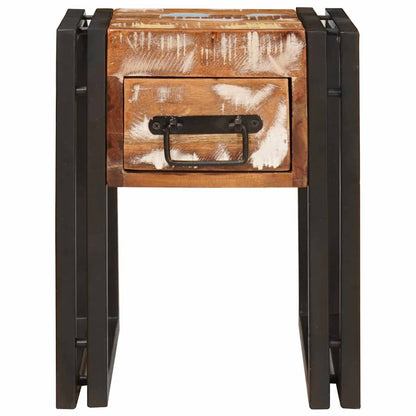 vidaXL End Table with Drawer 30 x 30 x 40 cm Solid Reclaim Wood