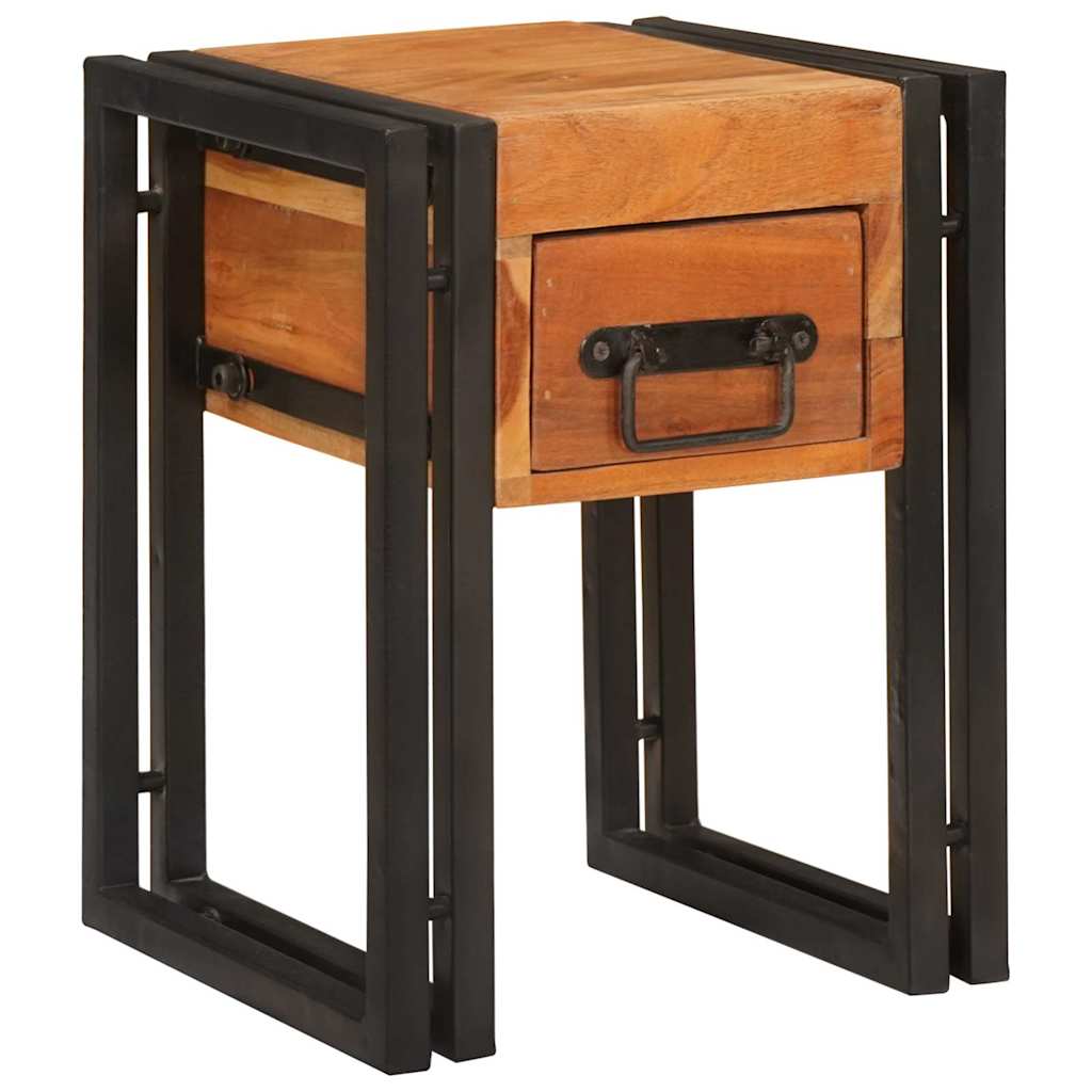 vidaXL End Table Brown and Black 30 x 30 x 40 cm Solid Acacia Wood