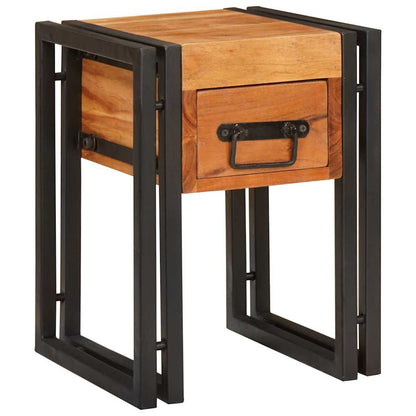 vidaXL End Table Brown and Black 30 x 30 x 40 cm Solid Acacia Wood