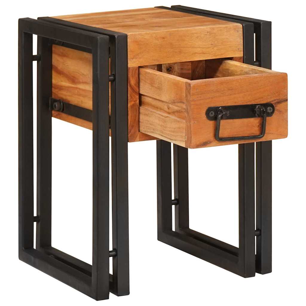 vidaXL End Table Brown and Black 30 x 30 x 40 cm Solid Acacia Wood