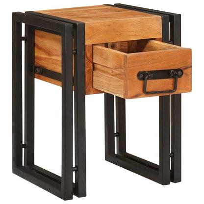 vidaXL End Table Brown and Black 30 x 30 x 40 cm Solid Acacia Wood