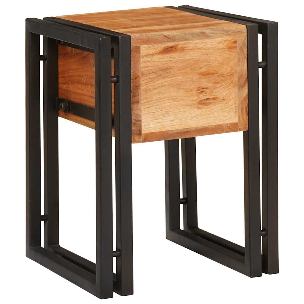 vidaXL End Table Brown and Black 30 x 30 x 40 cm Solid Acacia Wood
