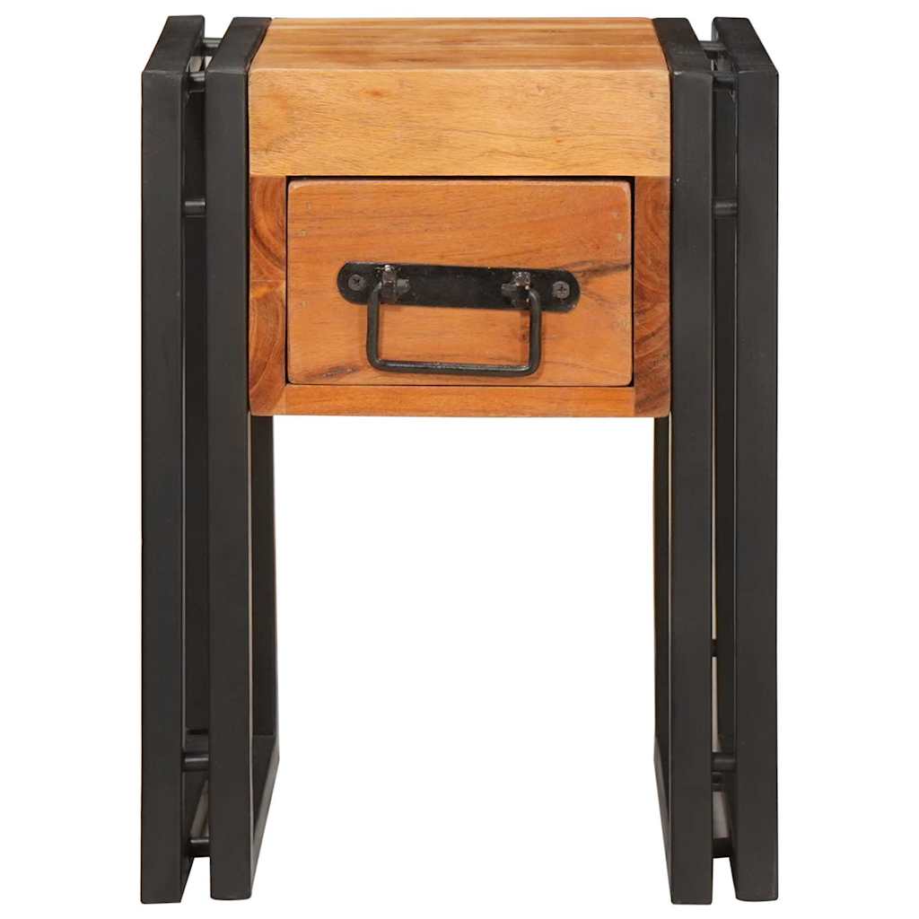 vidaXL End Table Brown and Black 30 x 30 x 40 cm Solid Acacia Wood