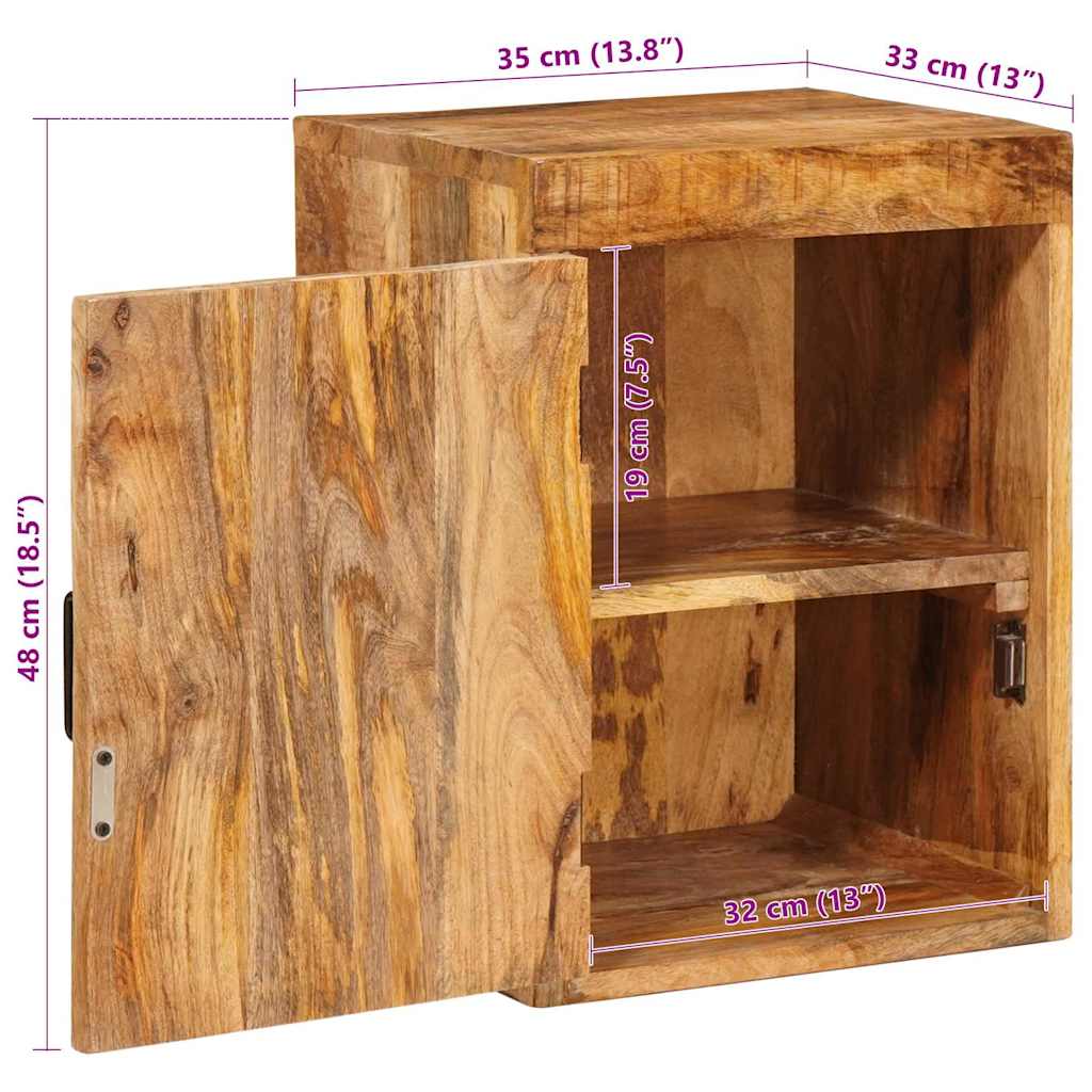 vidaXL Bedside Table Brown 35 x 33 x 48 cm Solid Mango Wood