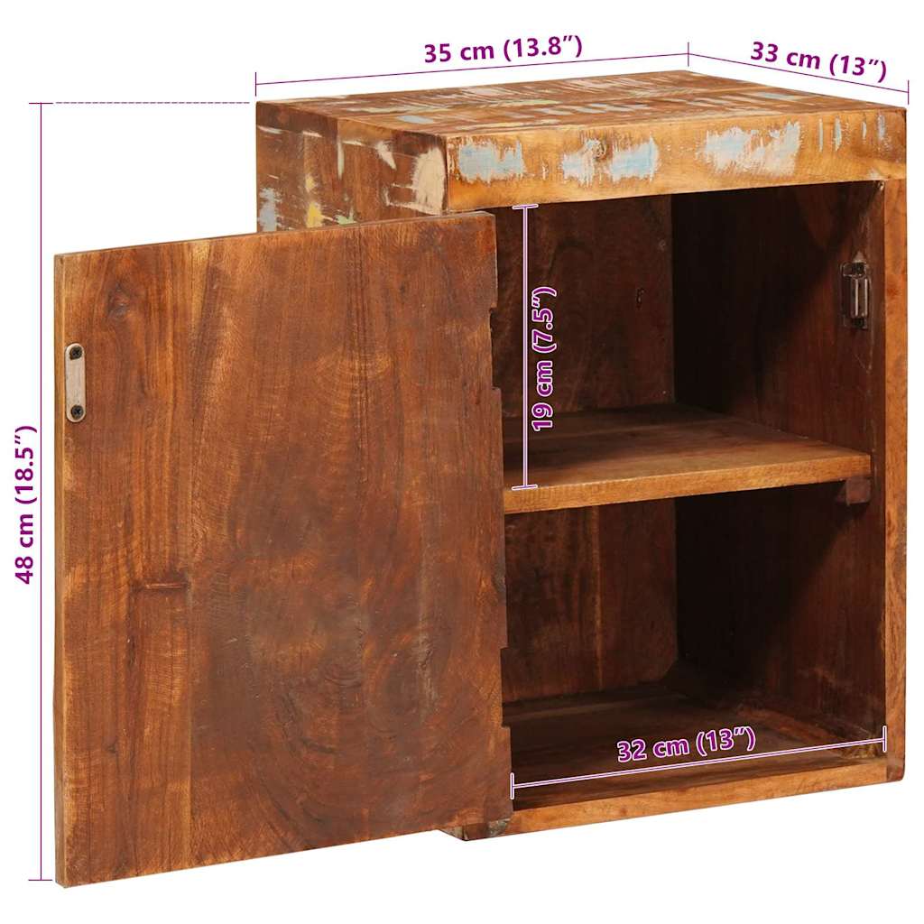 vidaXL Bedside Table Brown 35 x 33 x 48 cm Solid Reclaim wood