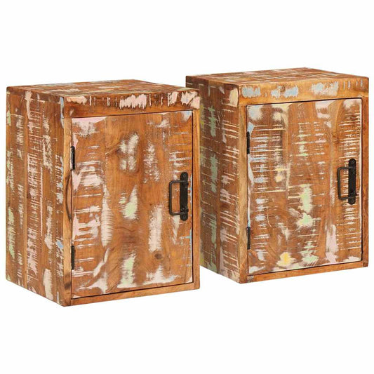 vidaXL Bedside Table 2 pcs Brown 35 x 33 x 48 cm Solid Reclaim wood
