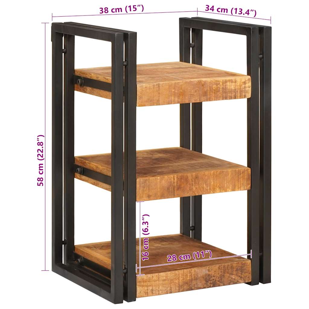 vidaXL Bedside Table Brown and Black 38 x 33 x 58 cm Solid Mango Wood