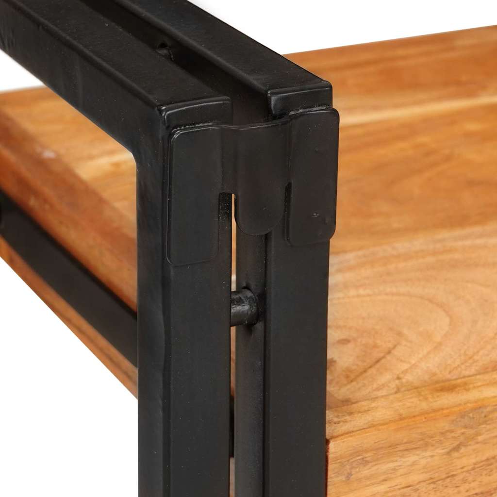 vidaXL Bedside Table Brown and Black 38 x 33 x 58 cm Solid Wood Acacia