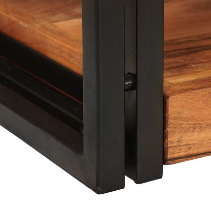 vidaXL Bedside Table Brown and Black 38 x 33 x 58 cm Solid Wood Acacia