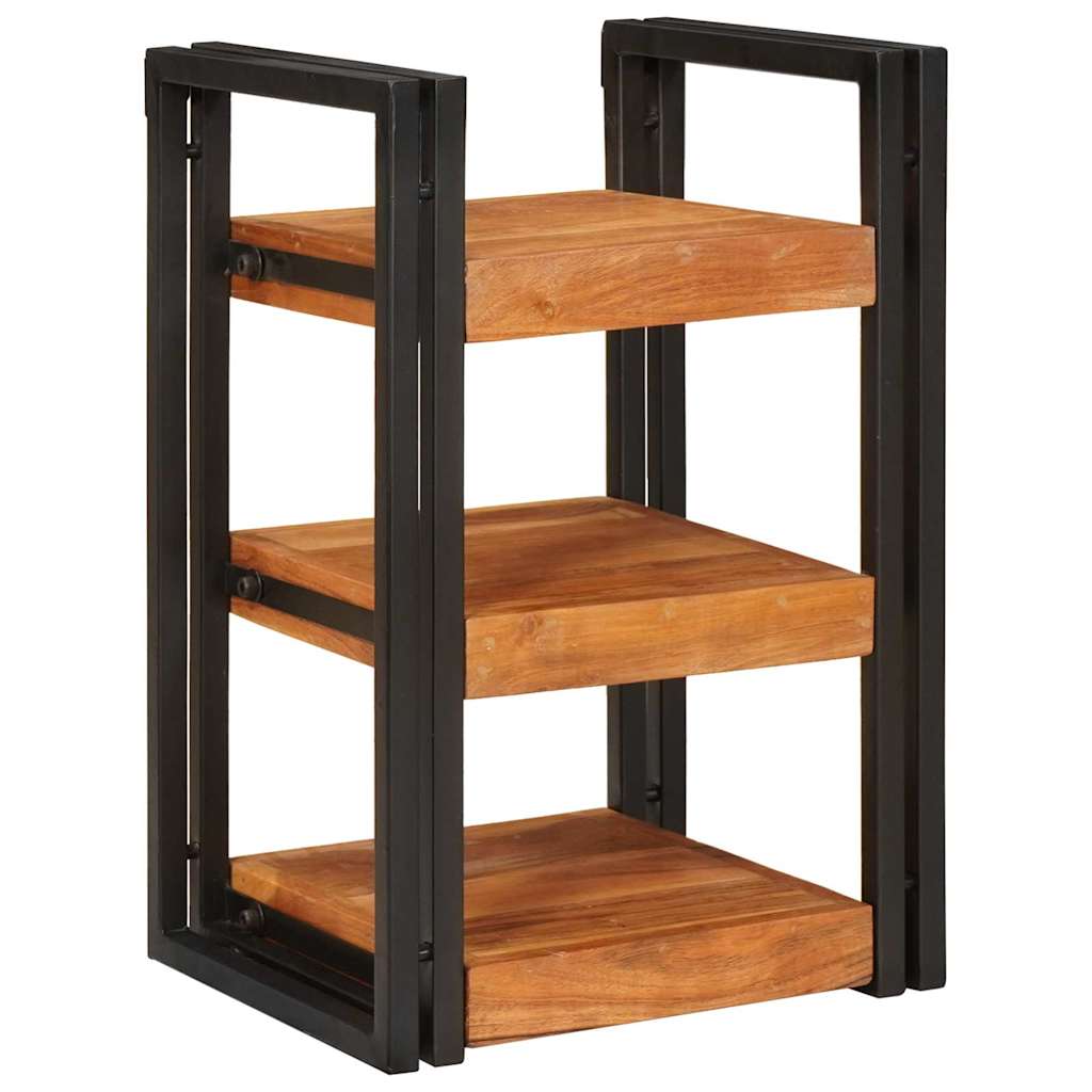 vidaXL Bedside Table Brown and Black 38 x 33 x 58 cm Solid Wood Acacia