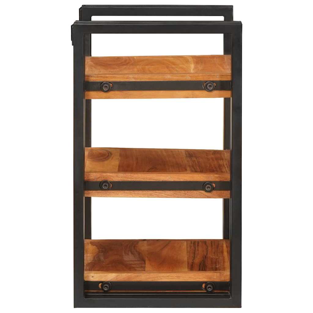 vidaXL Bedside Table Brown and Black 38 x 33 x 58 cm Solid Wood Acacia