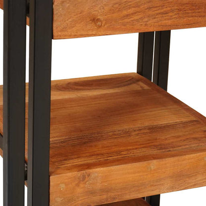 vidaXL Bedside Table 2 pcs Brown and Black Solid Wood Acacia