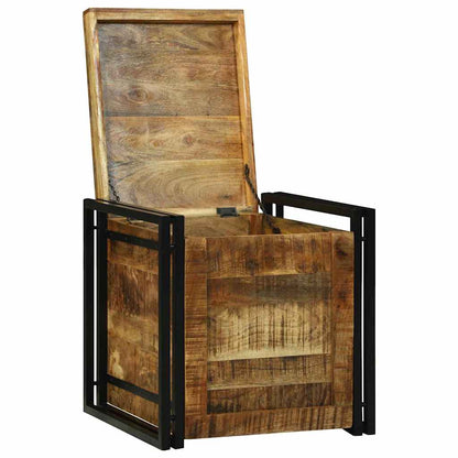 vidaXL Storage Box Brown and Black 50 x 50 x 50 cm Rough Mango Wood