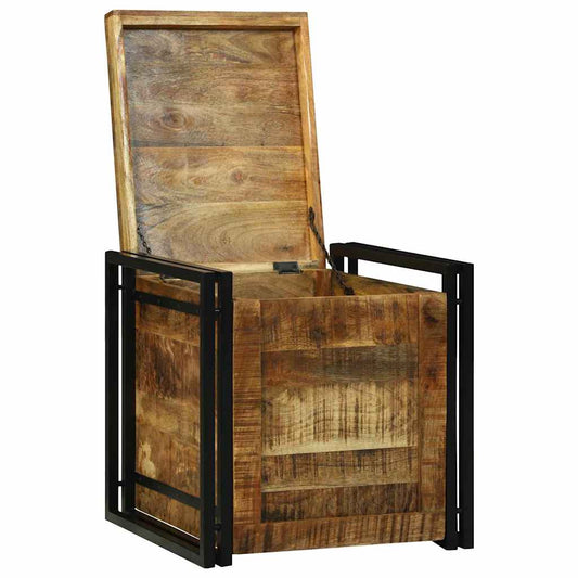 vidaXL Storage Box Brown and Black 50 x 50 x 50 cm Rough Mango Wood