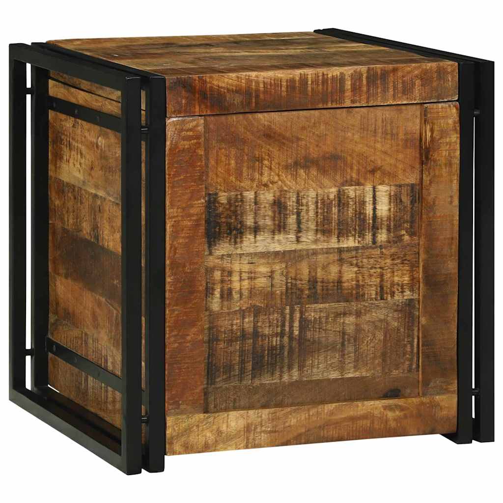 vidaXL Storage Box Brown and Black 50 x 50 x 50 cm Rough Mango Wood
