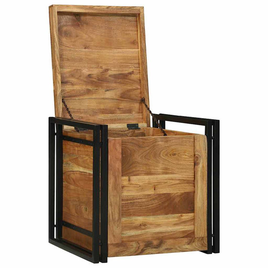 vidaXL Storage Box Brown and Black 50 x 50 x 50 cm Solid Acacia Wood