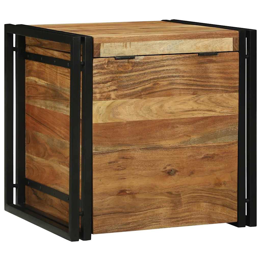 vidaXL Storage Box Brown and Black 50 x 50 x 50 cm Solid Acacia Wood