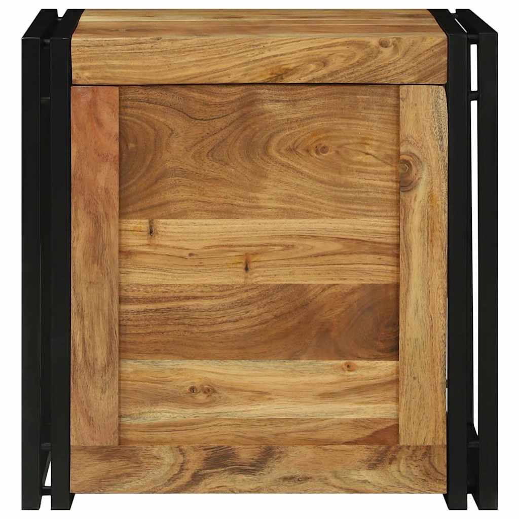 vidaXL Storage Box Brown and Black 50 x 50 x 50 cm Solid Acacia Wood