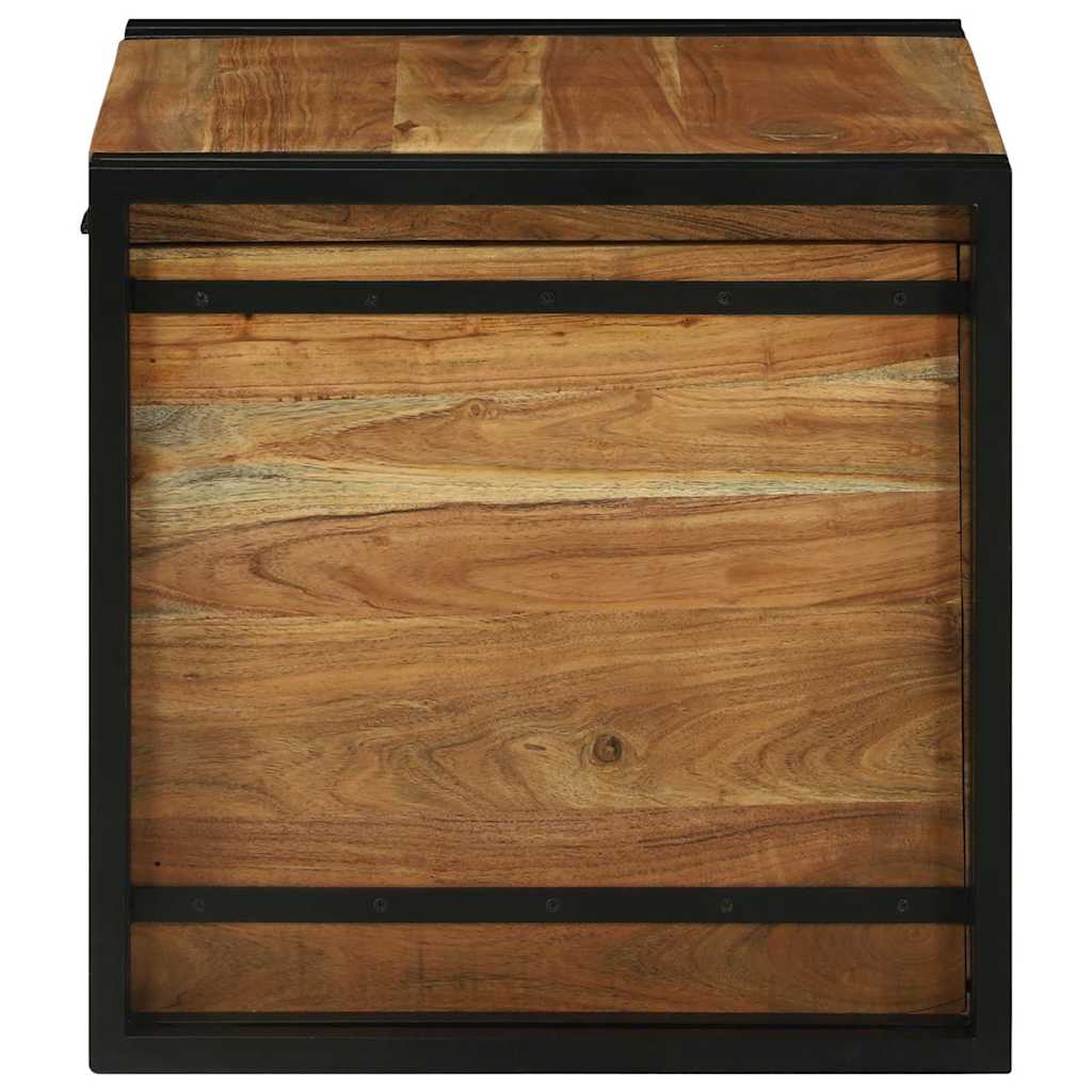 vidaXL Storage Box Brown and Black 50 x 50 x 50 cm Solid Acacia Wood