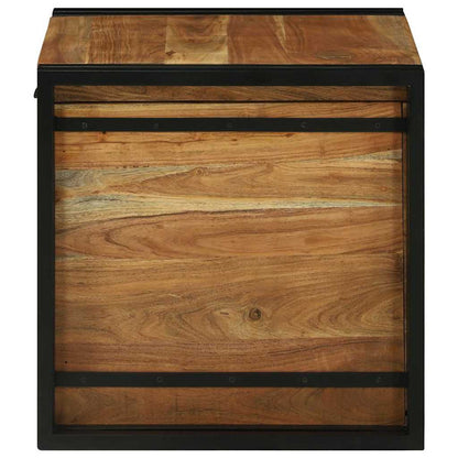 vidaXL Storage Box Brown and Black 50 x 50 x 50 cm Solid Acacia Wood