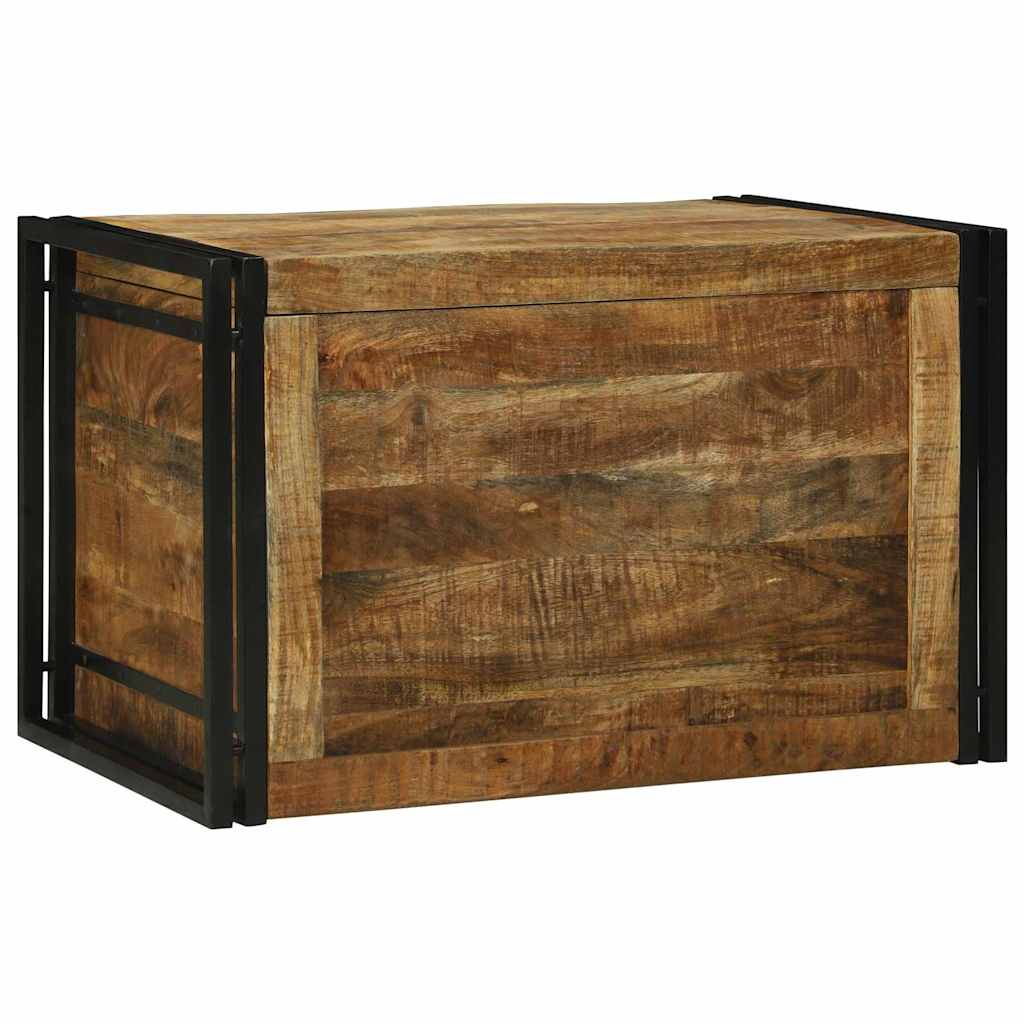 vidaXL Storage Box Brown and Black 80 x 50 x 50 cm Rough Mango Wood