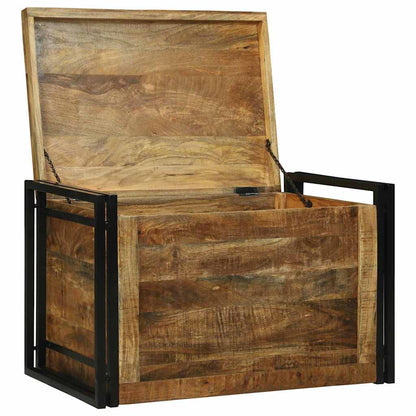 vidaXL Storage Box Brown and Black 80 x 50 x 50 cm Rough Mango Wood