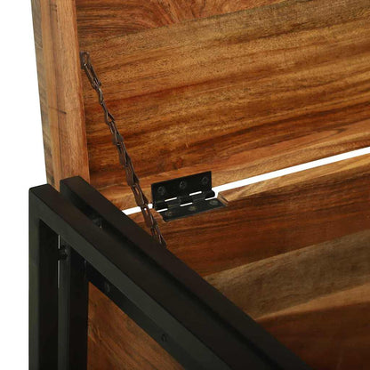 vidaXL Storage Box Brown and Black 80 x 50 x 50 cm Acacia Wood