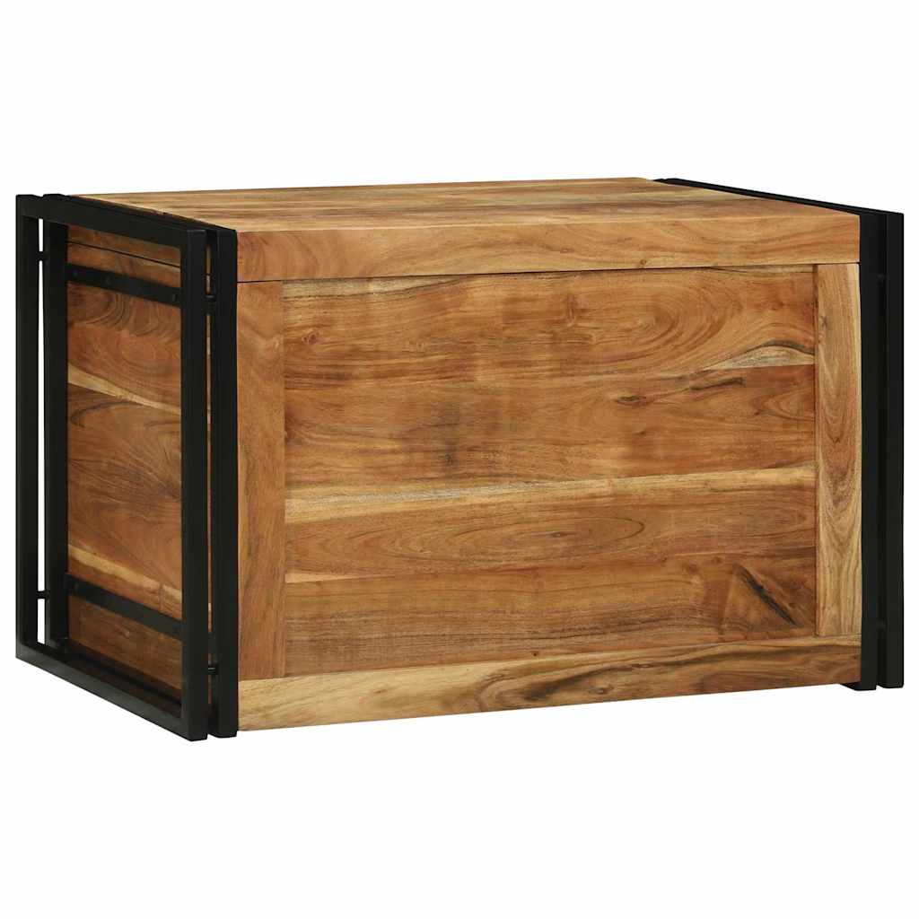 vidaXL Storage Box Brown and Black 80 x 50 x 50 cm Acacia Wood