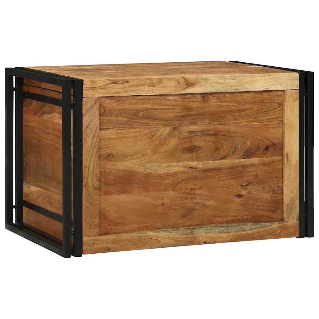 vidaXL Storage Box Brown and Black 80 x 50 x 50 cm Acacia Wood