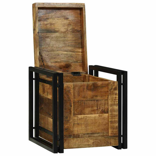 vidaXL Storage Box Brown and Black 40 x 40 x 40 cm Solid Mango Wood