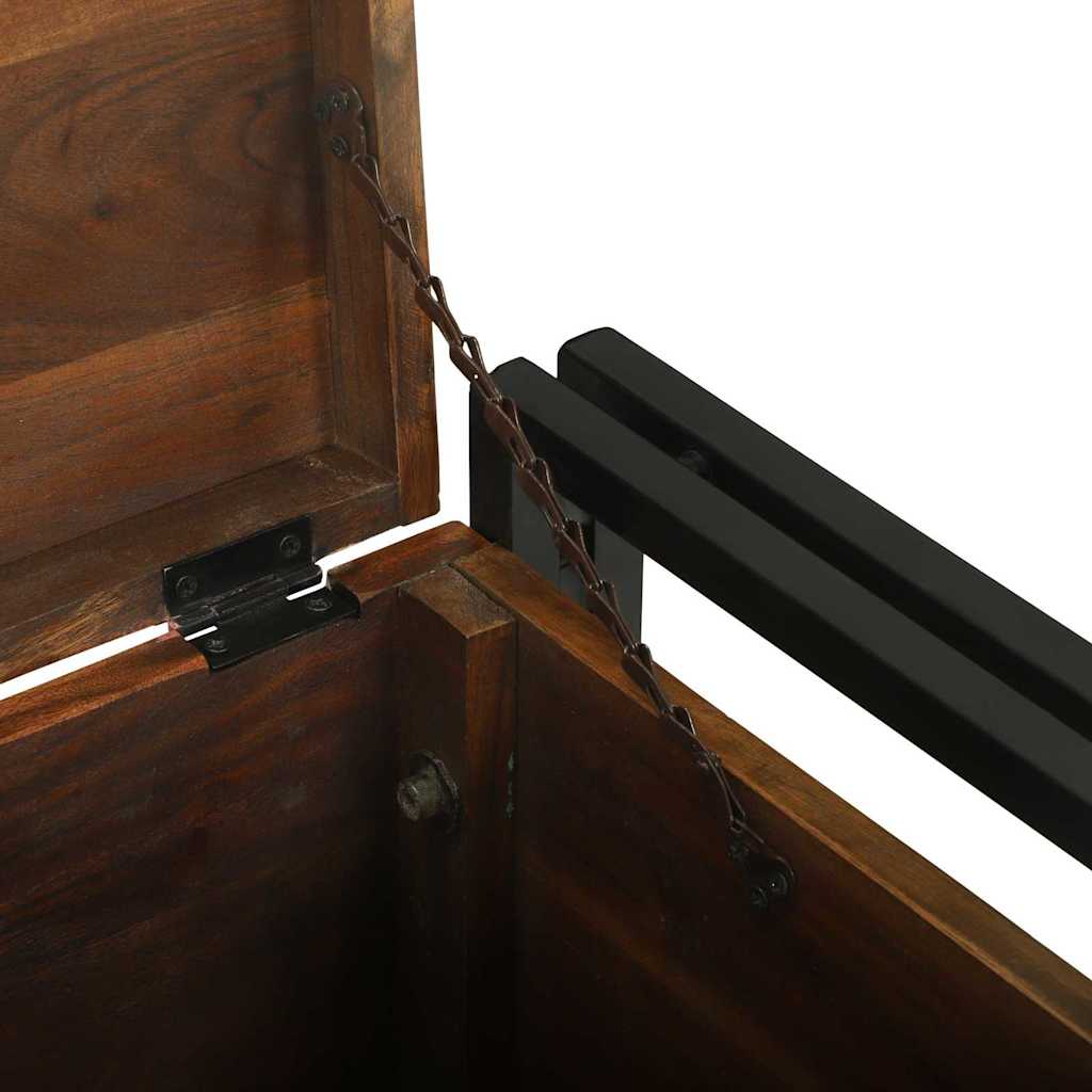 vidaXL Storage Box Brown and Black 40 x 40 x 40 cm Solid Acacia Wood