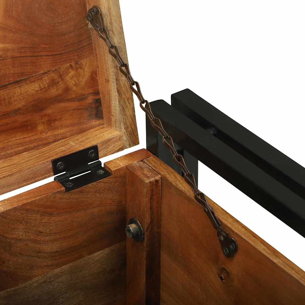 vidaXL Storage Box Brown and Black 40 x 40 x 40 cm Solid Acacia Wood