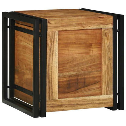 vidaXL Storage Box Brown and Black 40 x 40 x 40 cm Solid Acacia Wood