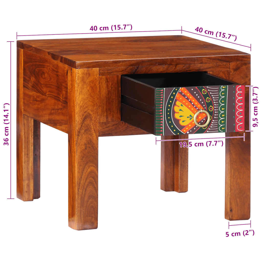 vidaXL Bedside Cabinet 40x40x36 cm Solid Wood Acacia