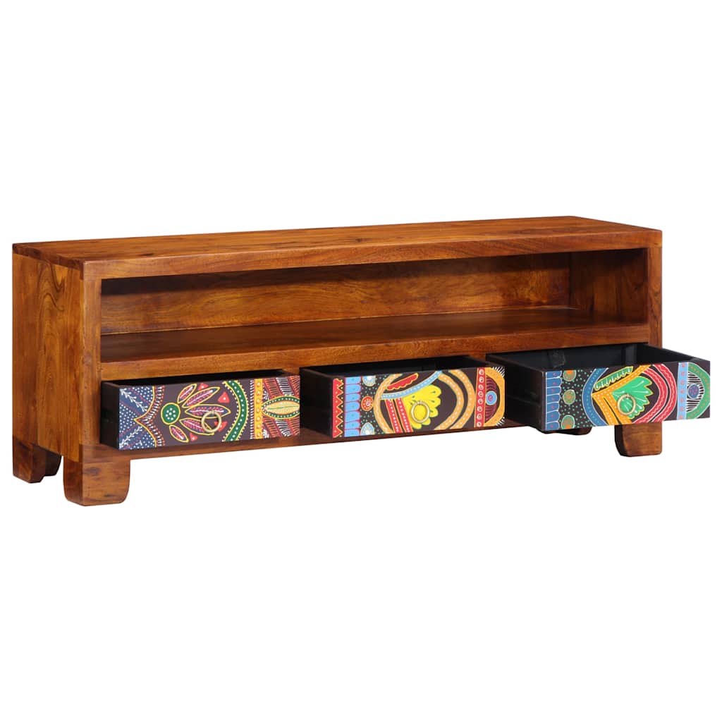 vidaXL TV Cabinet Multicolour 110x30x40 Solid Wood Acacia