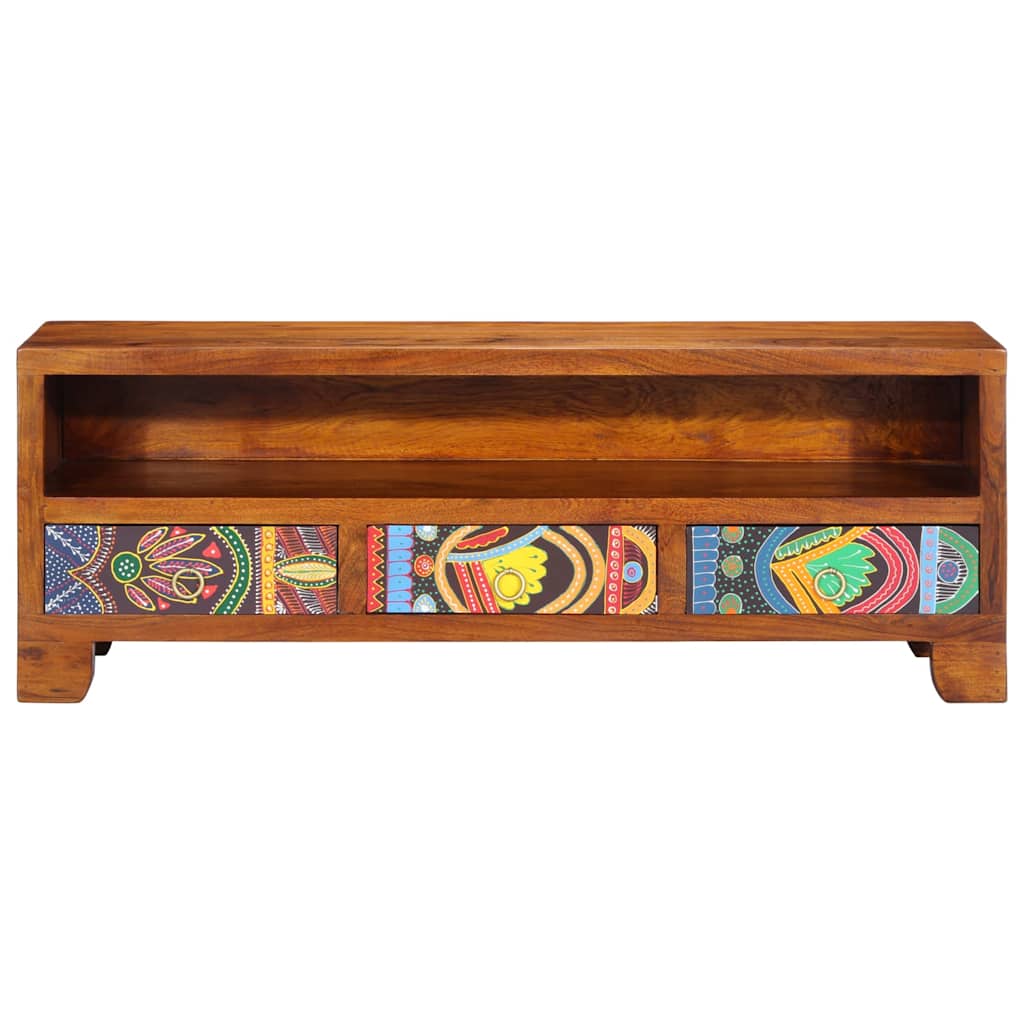 vidaXL TV Cabinet Multicolour 110x30x40 Solid Wood Acacia