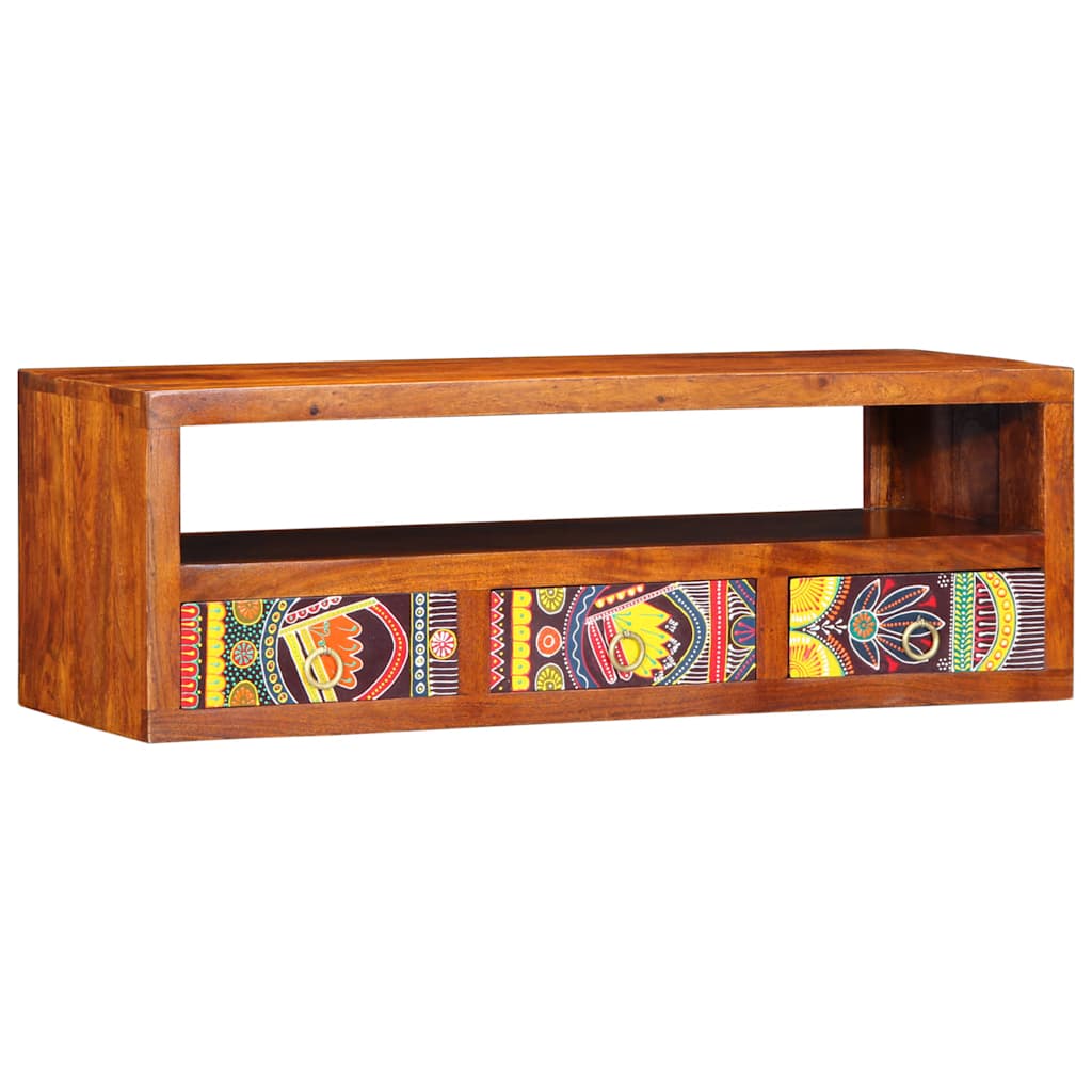 vidaXL Wall-mounted TV Cabinet Multicolour 90x30x30 Solid Wood Acacia